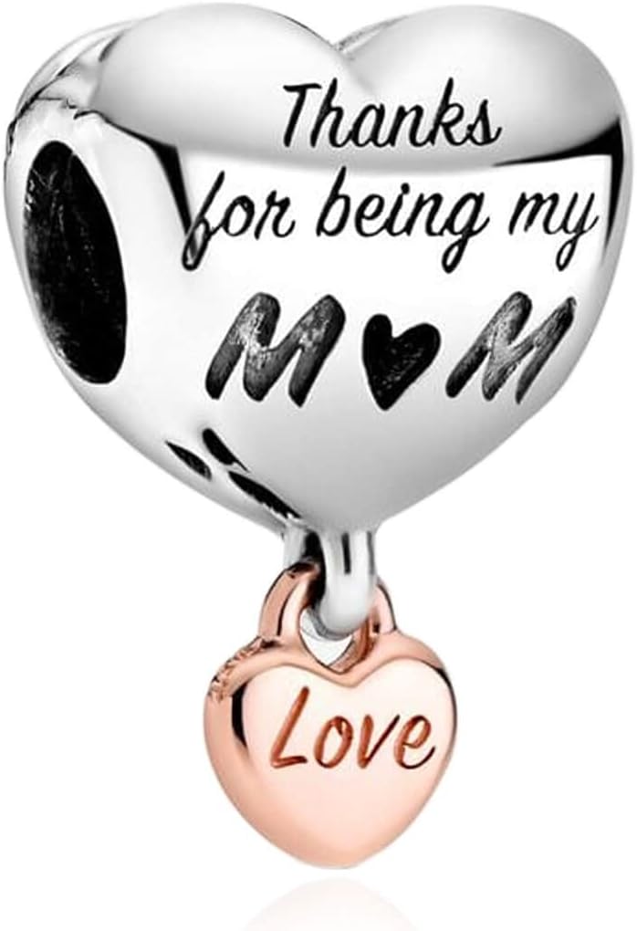 VALGACLS Mom Wife Daughter Love Heart Wedding Rings Charms 925 Sterling Silver Charms for Bracelets Necklace Valentine's Day Mother's Day Jewelry Charm for Women - Image 1